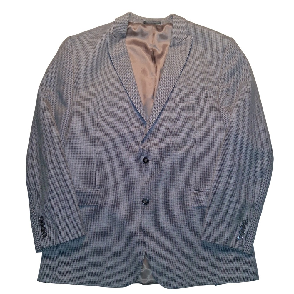 Calvin Klein Mens Gray Patterned 100% Wool Blazer Jacket Size 44L